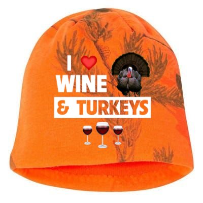 I Love Wine And Turkeys Bird Watching Ing Thanksgiving Gift Kati - Camo Knit Beanie