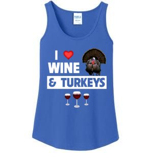 I Love Wine And Turkeys Bird Watching Ing Thanksgiving Gift Ladies Essential Tank