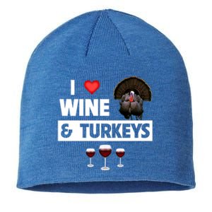 I Love Wine And Turkeys Bird Watching Ing Thanksgiving Gift Sustainable Beanie