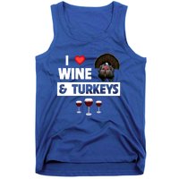 I Love Wine And Turkeys Bird Watching Ing Thanksgiving Gift Tank Top