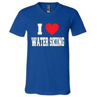 I Love Water Skiing Gift V-Neck T-Shirt