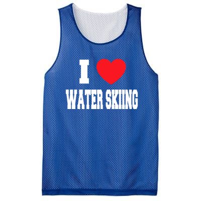 I Love Water Skiing Gift Mesh Reversible Basketball Jersey Tank