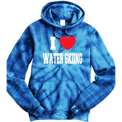 I Love Water Skiing Gift Tie Dye Hoodie