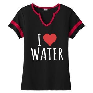 I Love Water Cute Gift Ladies Halftime Notch Neck Tee