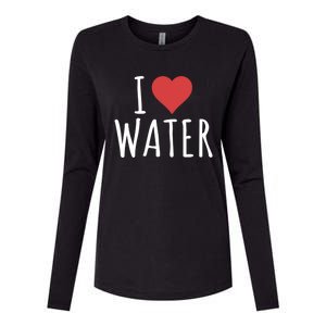 I Love Water Cute Gift Womens Cotton Relaxed Long Sleeve T-Shirt