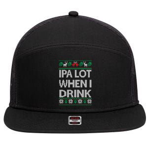 Ipa Lot When I Ugly Christmas Craft Beer Er Great Gift 7 Panel Mesh Trucker Snapback Hat