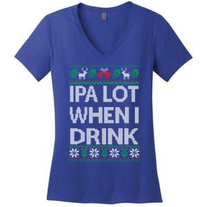 Ipa Lot When I Ugly Christmas Craft Beer Er Great Gift Women's V-Neck T-Shirt