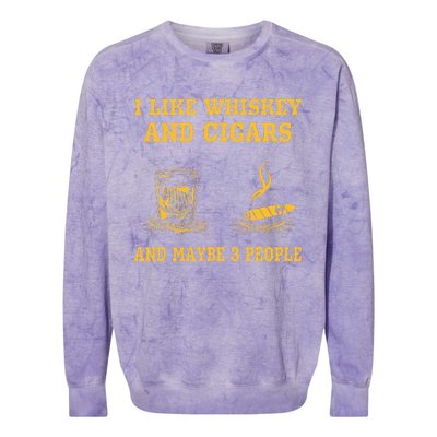 I Like Whiskey And Cigars And Maybe 3 People Vintage Cigars Colorblast Crewneck Sweatshirt