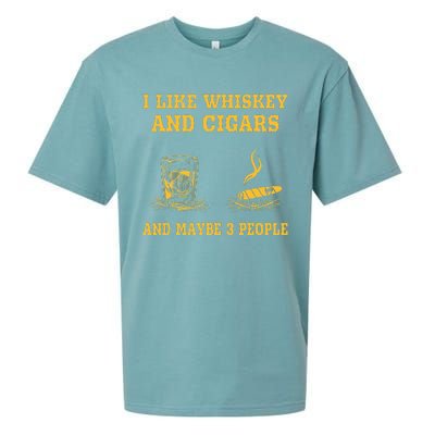 I Like Whiskey And Cigars And Maybe 3 People Vintage Cigars Sueded Cloud Jersey T-Shirt