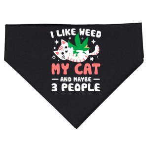 I Like Weed My Cat Maybe 3 People 420 Cannabis Stoner Gift USA-Made Doggie Bandana