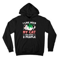 I Like Weed My Cat Maybe 3 People 420 Cannabis Stoner Gift Hoodie