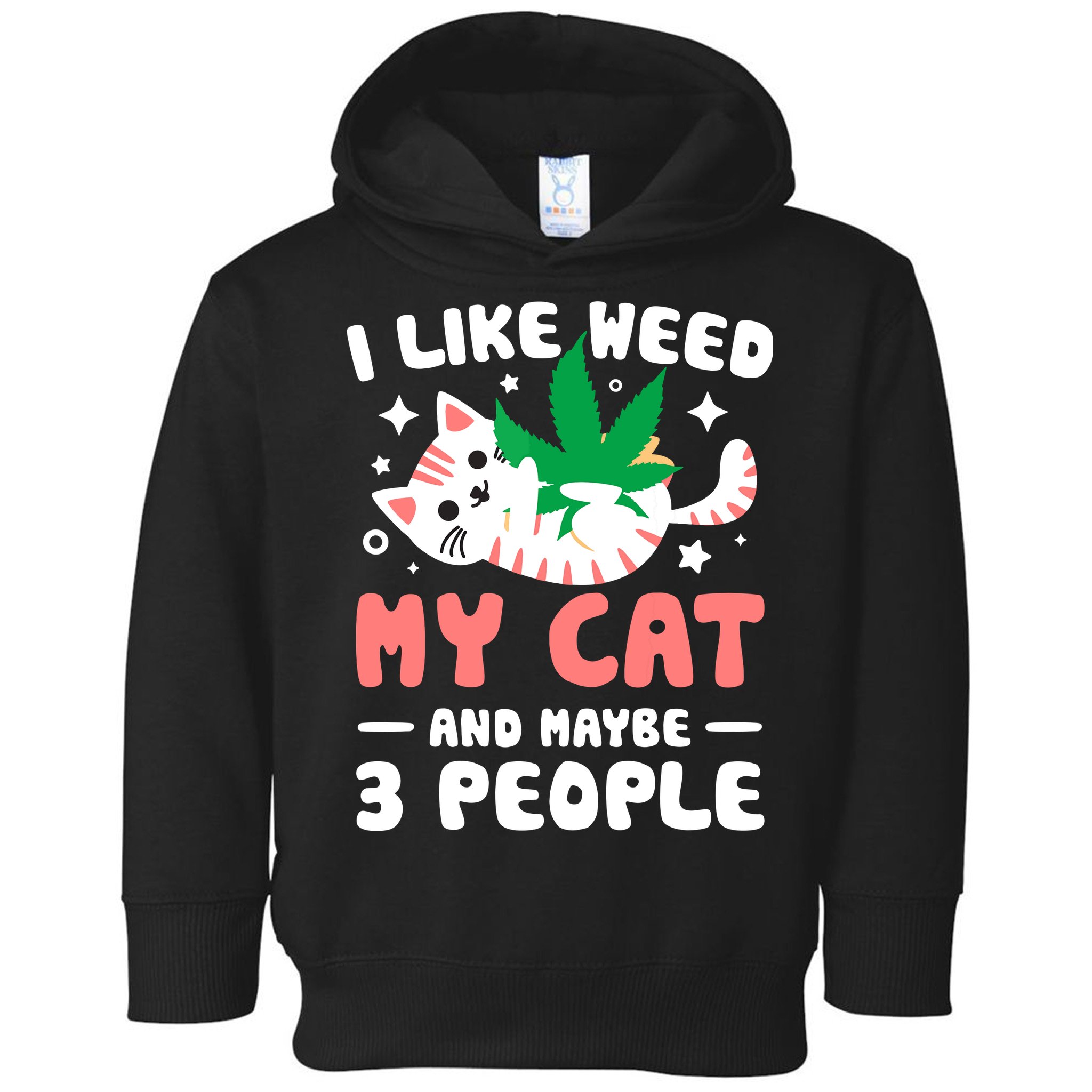 I Like Weed My Cat Maybe 3 People 420 Cannabis Stoner Gift Toddler Hoodie