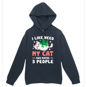 I Like Weed My Cat Maybe 3 People 420 Cannabis Stoner Gift Urban Pullover Hoodie