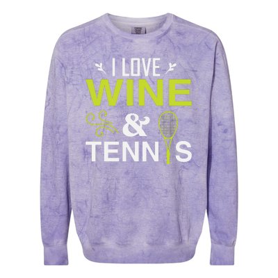 I Love Wine And Tennis Colorblast Crewneck Sweatshirt