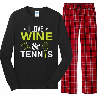 I Love Wine And Tennis Long Sleeve Pajama Set