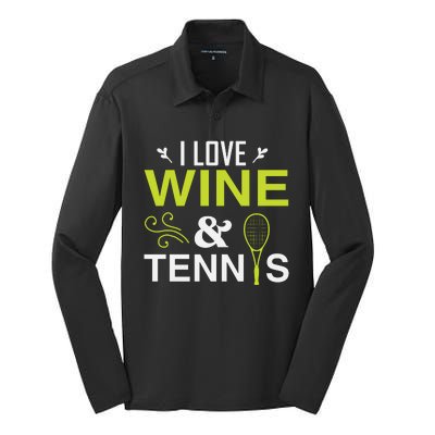 I Love Wine And Tennis Silk Touch Performance Long Sleeve Polo