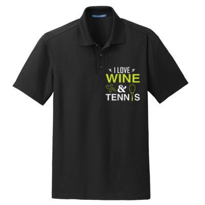 I Love Wine And Tennis Dry Zone Grid Polo