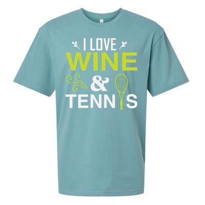 I Love Wine And Tennis Sueded Cloud Jersey T-Shirt