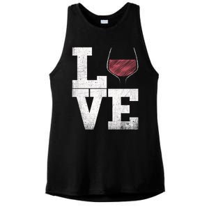 I Love Wine Red Wine Glass Heart Wine Er Distressed Gift Ladies PosiCharge Tri-Blend Wicking Tank