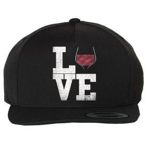 I Love Wine Red Wine Glass Heart Wine Er Distressed Gift Wool Snapback Cap