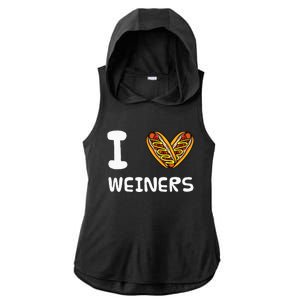 I Love Weiners Hotdogs Frankfurter Wiener Frank Sausage Bun Ladies PosiCharge Tri-Blend Wicking Draft Hoodie Tank