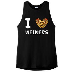 I Love Weiners Hotdogs Frankfurter Wiener Frank Sausage Bun Ladies PosiCharge Tri-Blend Wicking Tank