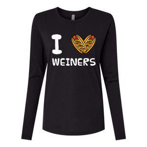 I Love Weiners Hotdogs Frankfurter Wiener Frank Sausage Bun Womens Cotton Relaxed Long Sleeve T-Shirt