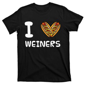 I Love Weiners Hotdogs Frankfurter Wiener Frank Sausage Bun T-Shirt