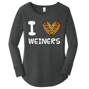 I Love Weiners Hotdogs Frankfurter Wiener Frank Sausage Bun Women's Perfect Tri Tunic Long Sleeve Shirt