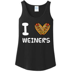 I Love Weiners Hotdogs Frankfurter Wiener Frank Sausage Bun Ladies Essential Tank