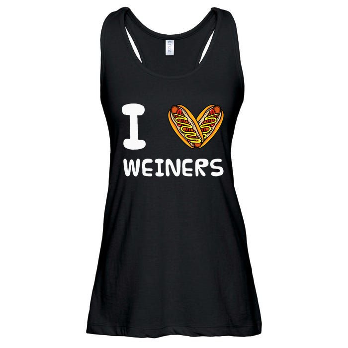 I Love Weiners Hotdogs Frankfurter Wiener Frank Sausage Bun Ladies Essential Flowy Tank