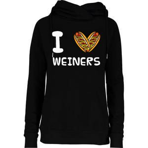 I Love Weiners Hotdogs Frankfurter Wiener Frank Sausage Bun Womens Funnel Neck Pullover Hood