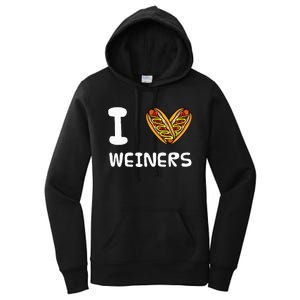 I Love Weiners Hotdogs Frankfurter Wiener Frank Sausage Bun Women's Pullover Hoodie