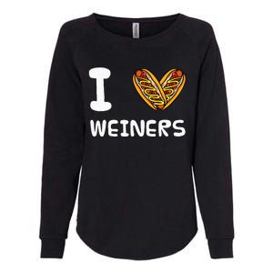 I Love Weiners Hotdogs Frankfurter Wiener Frank Sausage Bun Womens California Wash Sweatshirt