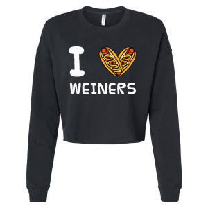 I Love Weiners Hotdogs Frankfurter Wiener Frank Sausage Bun Cropped Pullover Crew