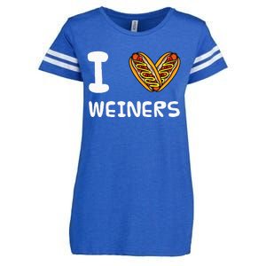 I Love Weiners Hotdogs Frankfurter Wiener Frank Sausage Bun Enza Ladies Jersey Football T-Shirt