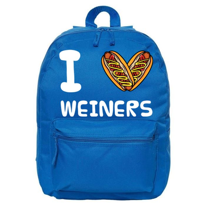 I Love Weiners Hotdogs Frankfurter Wiener Frank Sausage Bun Meaningful Gift 16 in Basic Backpack