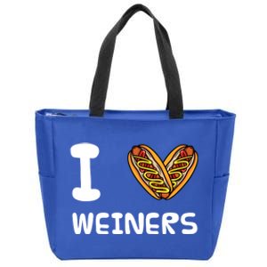 I Love Weiners Hotdogs Frankfurter Wiener Frank Sausage Bun Meaningful Gift Zip Tote Bag