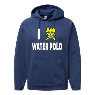 I Love Water Polo Cool Gift Idea For Players Fans And Lovers Cool Gift Performance Fleece Hoodie