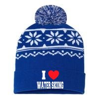 I Love Water Skiing Cool Gift USA-Made Snowflake Beanie