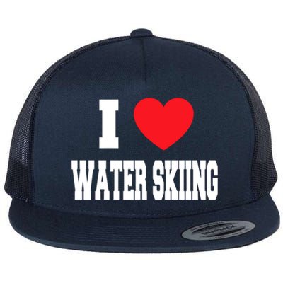 I Love Water Skiing Cool Gift Flat Bill Trucker Hat