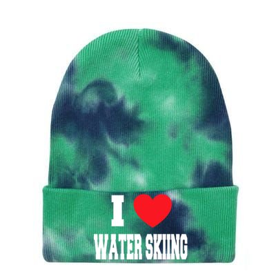 I Love Water Skiing Cool Gift Tie Dye 12in Knit Beanie