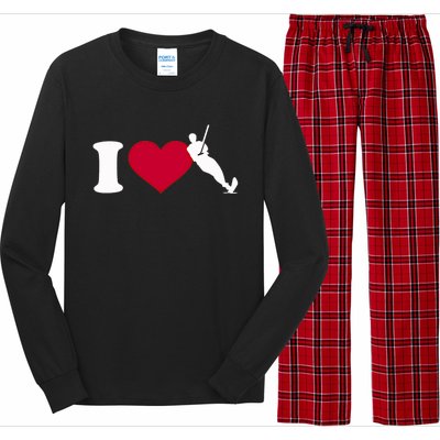 I Love Water Skiing Gift Long Sleeve Pajama Set