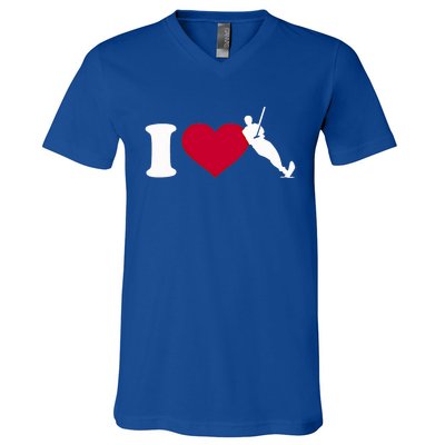 I Love Water Skiing Gift V-Neck T-Shirt