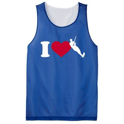 I Love Water Skiing Gift Mesh Reversible Basketball Jersey Tank