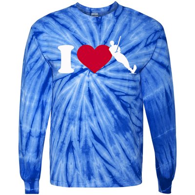 I Love Water Skiing Gift Tie-Dye Long Sleeve Shirt