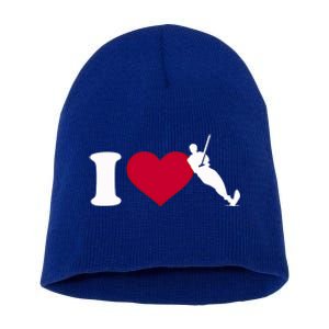 I Love Water Skiing Gift Short Acrylic Beanie