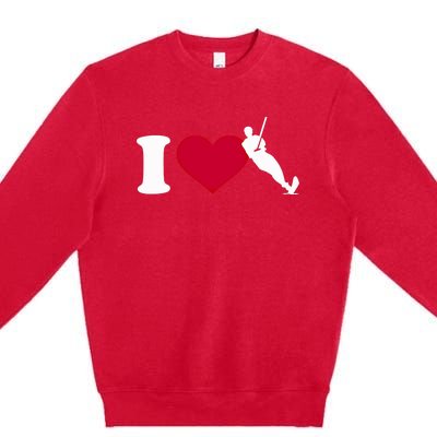 I Love Water Skiing Gift Premium Crewneck Sweatshirt