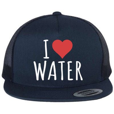 I Love Water Great Gift Flat Bill Trucker Hat