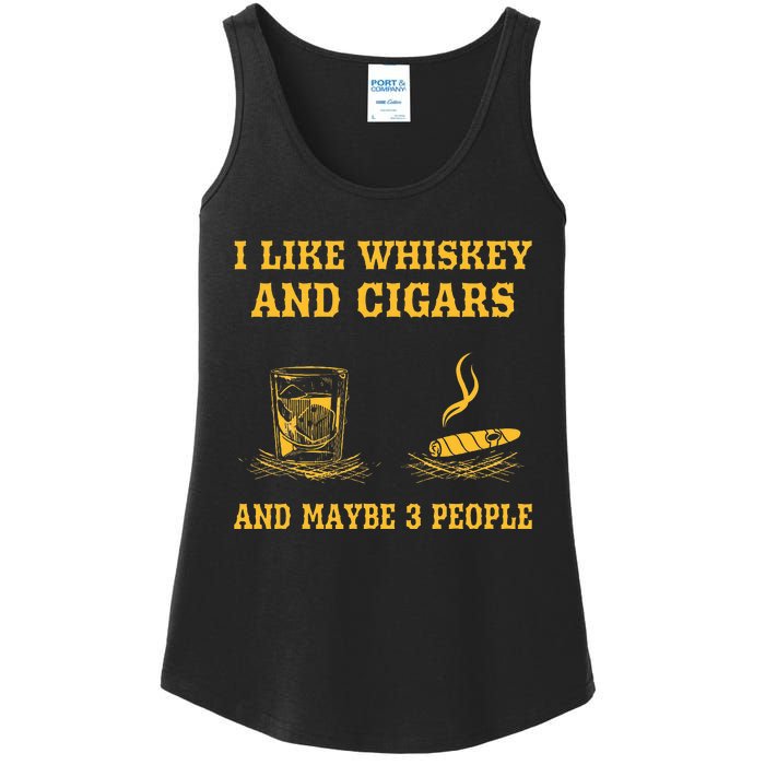 I Like Whiskey And Cigars And Maybe 3 People Ladies Essential Tank